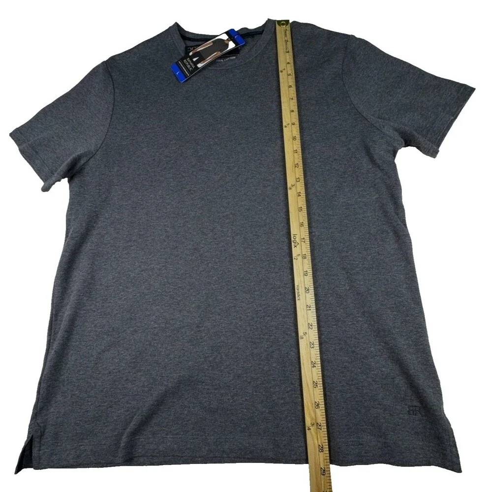 Banana Republic Men's L Luxe Touch Performance Tee 100% Cotton Gray Knit Logo